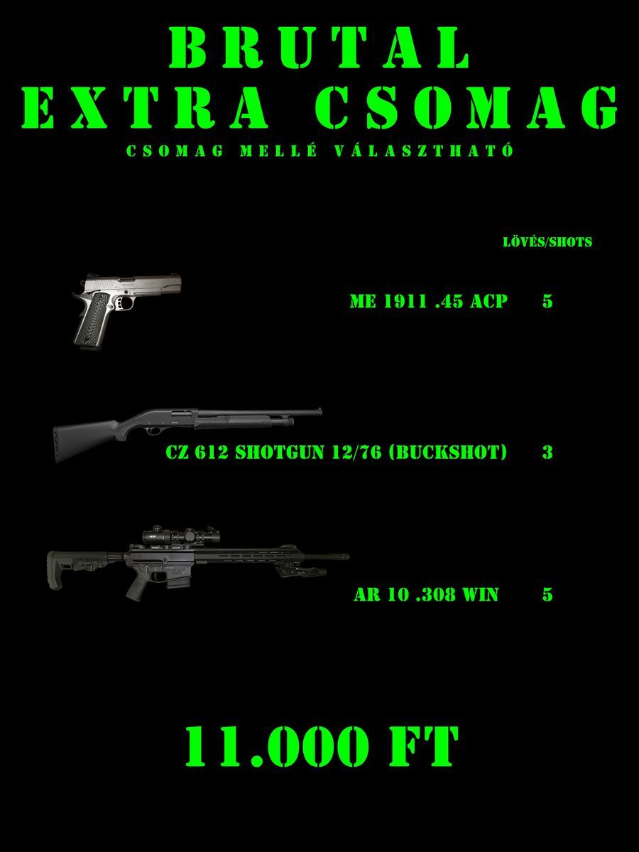 legio shooting lőtér élménycsomag brutál extra csomag 2025