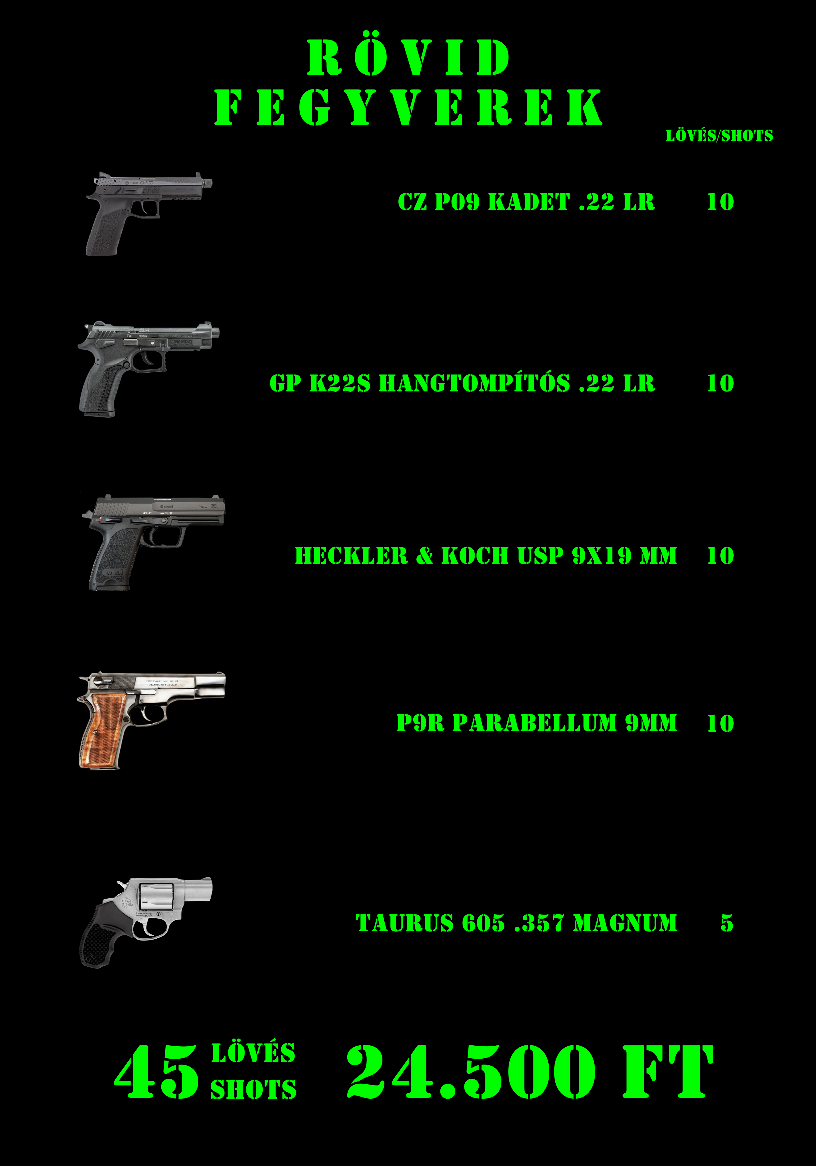legio shooting lőtér élménycsomag rövid fegyverek 2025