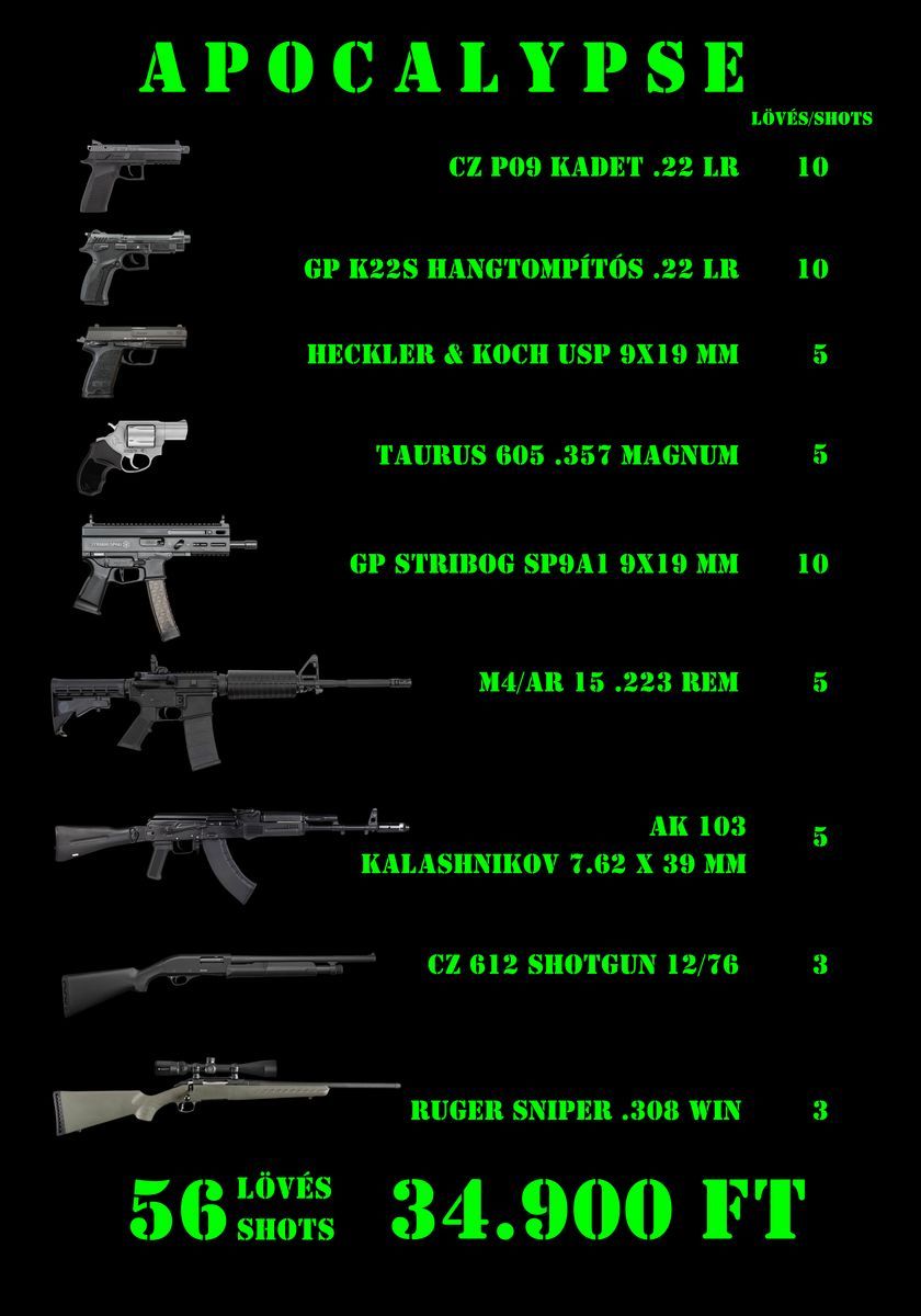 legio shooting lőtér élménycsomag apocalypse 2026
