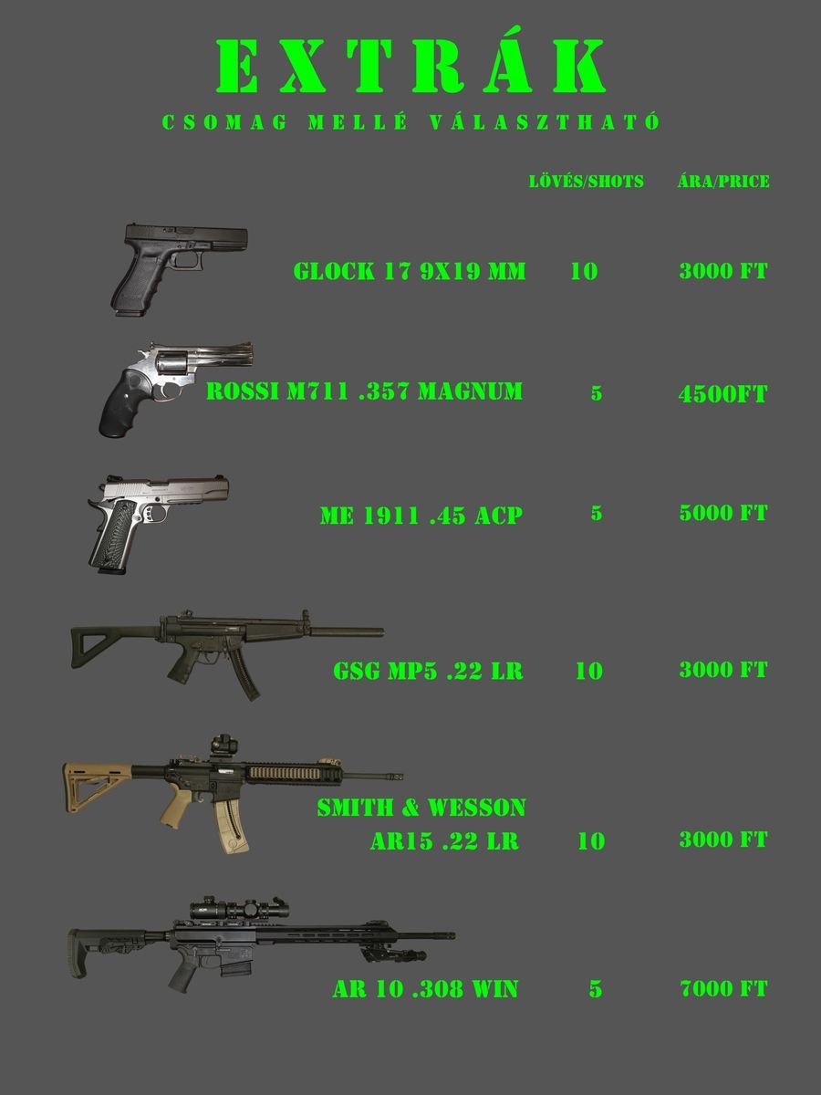 legio shooting lőtér élménycsomag extra vegyes